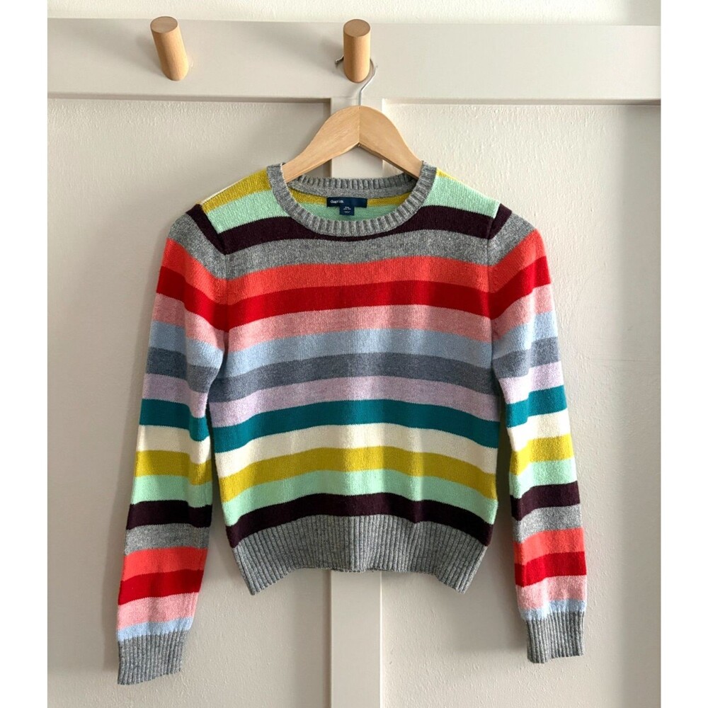 Gap Kids Rainbow Striped Sweater XXL 14-16 Holiday 2000s Premium Wool Blend